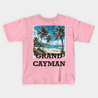 Grand Cayman (with Black Lettering) Kids T-Shirt